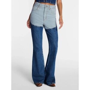 Kacey Lee Long Denim Chaps Wide Flare Jeans, NWT, Size 16